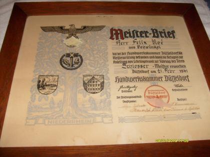 Meisterbrief aus dem 3. Reich